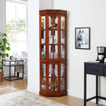 Corner Curio Cabinet With 5 Shelves And Lighting System