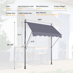 Manual Retractable Patio Awning With UV Resistant Sun Shade