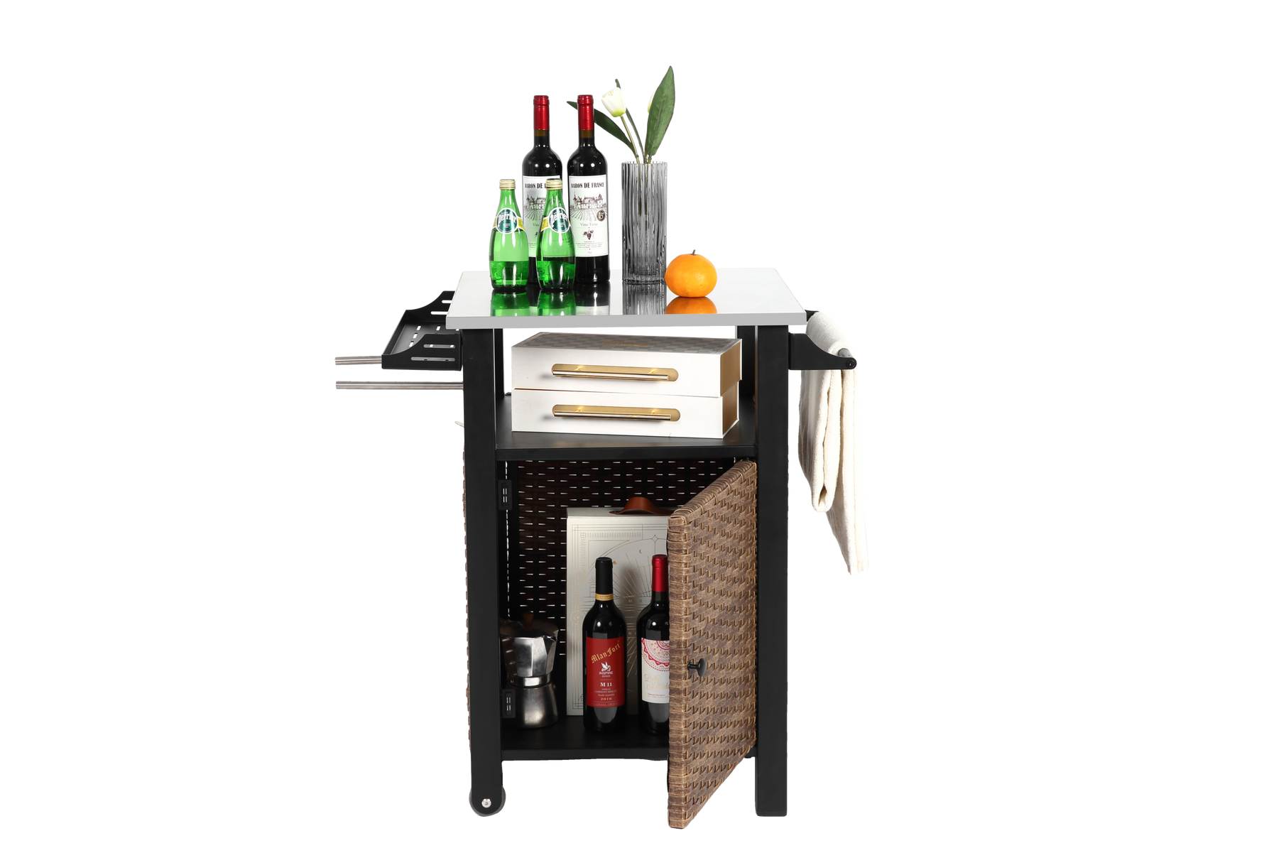 Single Door Outdoor Bar Cart with Stainless Steel Tabletop