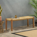 Angie Bench Outdoor Seating Acacia Wood Faux Rattan - Teak