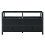 TREXM Bohemian Style Rattan Buffet Storage Cabinet with Solid Wood Frame