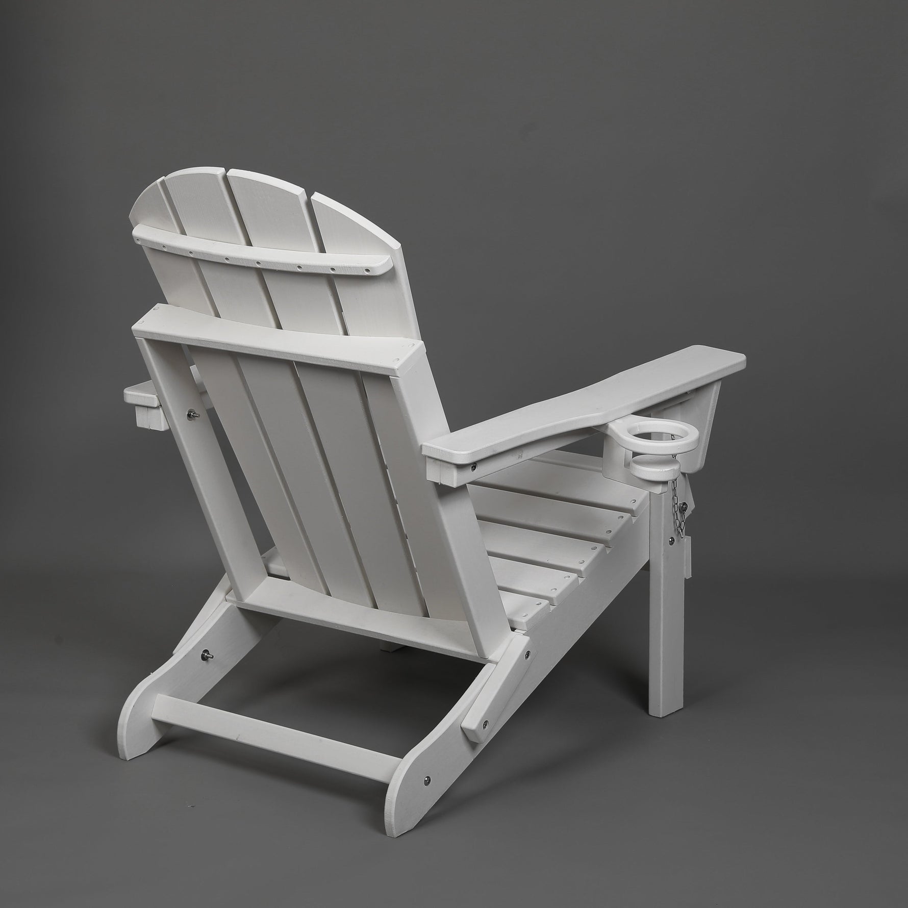 Folding Adirondack Chair with Dual Cup Holder - White