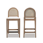 Arlin Upholstered Stool with Curved Back and Footrest - Set of 2