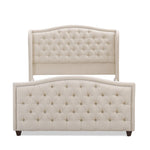 Marcella Upholstered Shelter Headboard Bed Set, Queen, Sky Neutral Beige Polyester