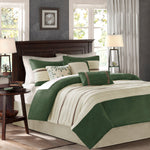 7 Pc Faux Suede Comforter Set Green King
