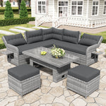 Outdoor Furniture Set Patio Rattan with Recliners and Tables