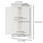 Corner Cabinet With 2 Doors And Adjustable Shelves, Freestanding Narrow Storage Organizer For Bathroom - White