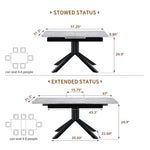 Rectangular Dining Table With Geometric Legs For Dining Room - Light Gray