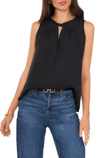Vince Camuto Twist Neck Keyhole Sleeveless Blouse - Large