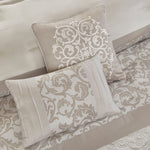 Embroidered 8 Piece Comforter Set Neutral Queen