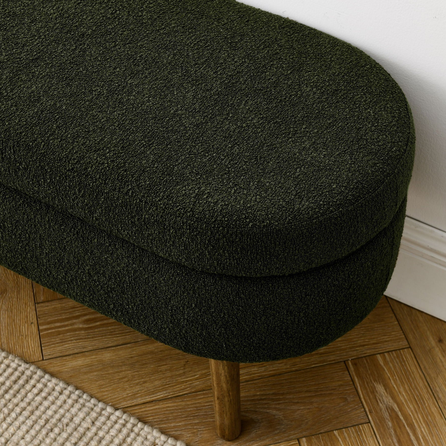 Ottoman Oval Storage Bench with Rubber Wood Legs