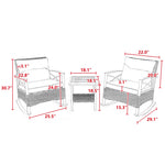 3pcs Rocking Rattan Set - Grey