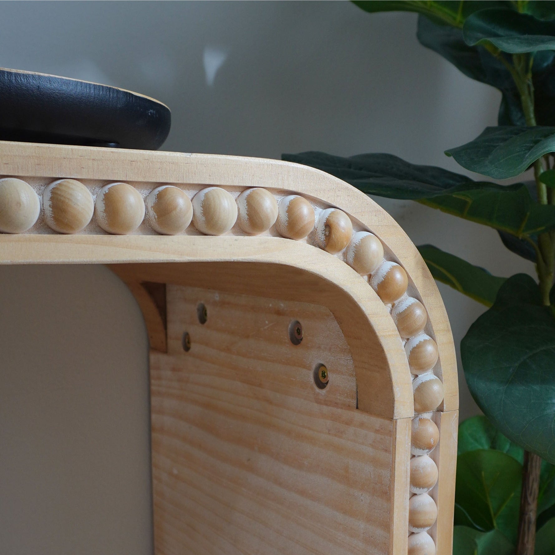 59in Console Table with Wood Beads and Curved Waterfall-Style Frame