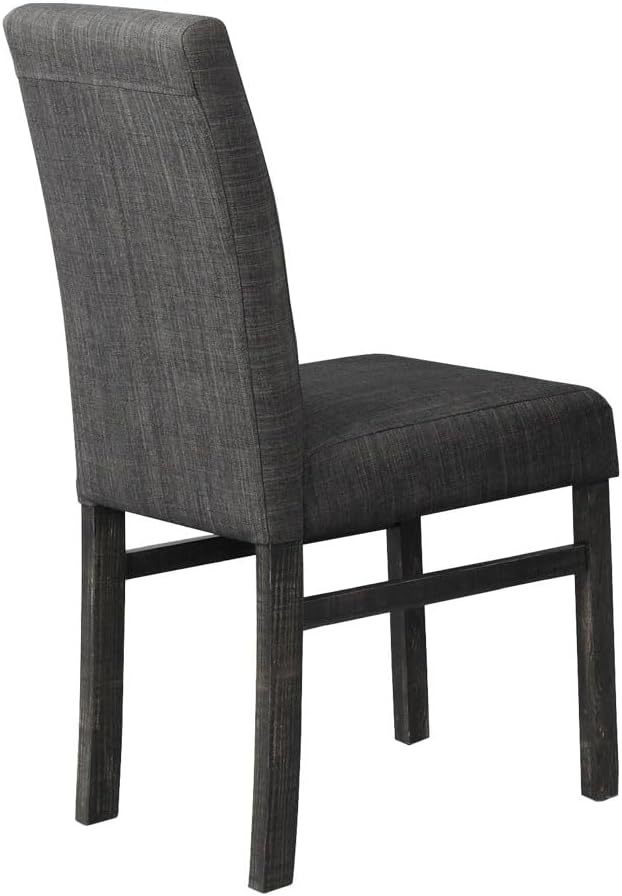 5 Piece Transitional Dining Room Set 48" Wood Dining Table with 4 Upholstered Side Chairs Charcoal Finish