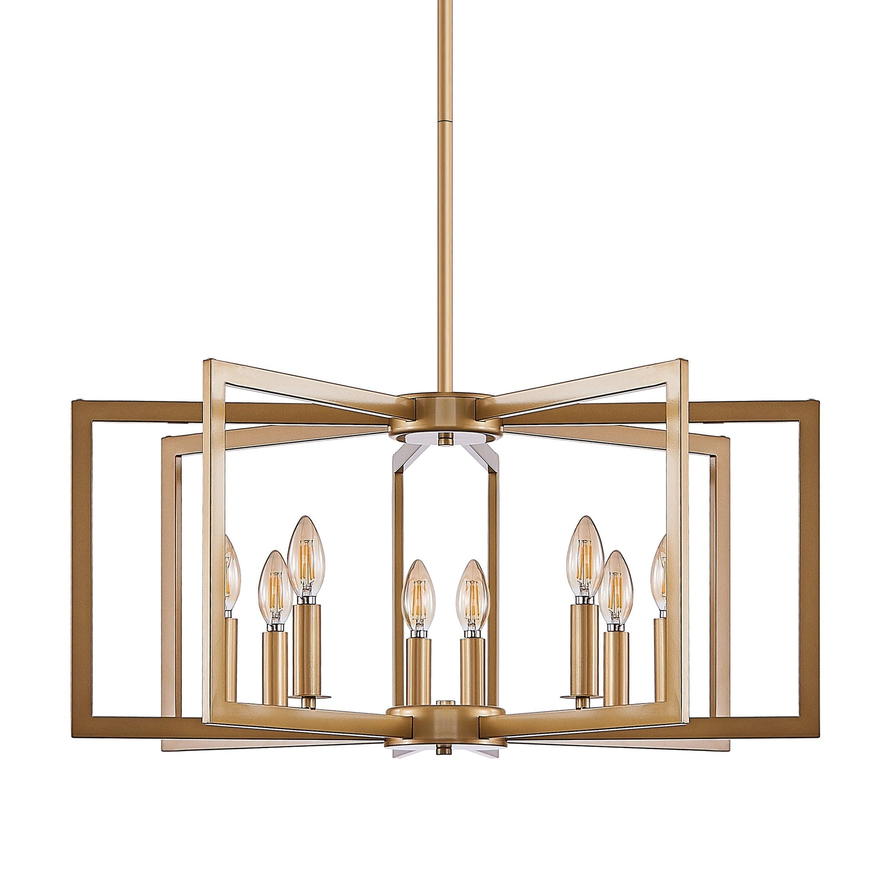 27' Modern Golden Geometric 8-Light Chandelier