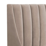 Aspen Vertical Tufted Modern Headboard Platform Bed Set, Queen, Mink Beige Performance Velvet