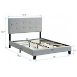 Queen Size Upholstered Platform Bed Frame With Pull Point Tufted Headboard