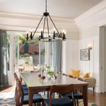 32" Rustic Farmhouse 10-Light Candle Chandelier