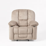 Luxurious Manual Recliner Chair with Skin-Friendly Fabric and Dual Cup Holders