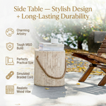 Outdoor Wood Grain Rustic MGO Side Table with Realistic Wood Vibe
