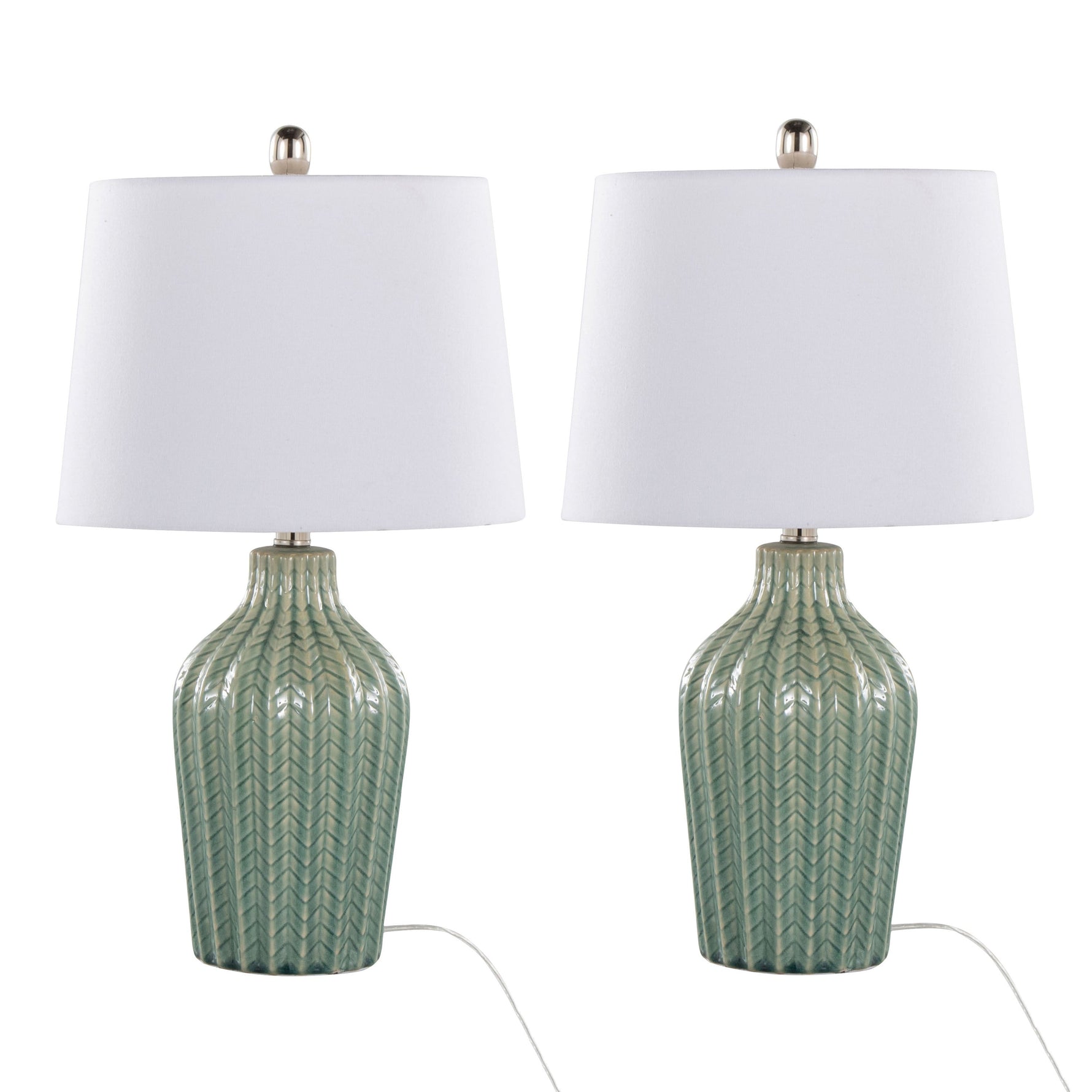 Rockwell 23" Contemporary Ceramic Table Lamps in Sage - Set of 2