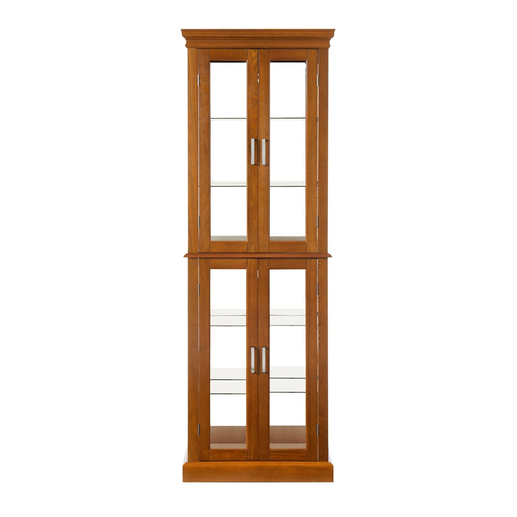 Lighted Curio Cabinet With Adjustable Shelves and Mirrored Back Panel