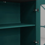 Elegant European Antique Style 4-Door Cabinet with Tempered Glass Doors