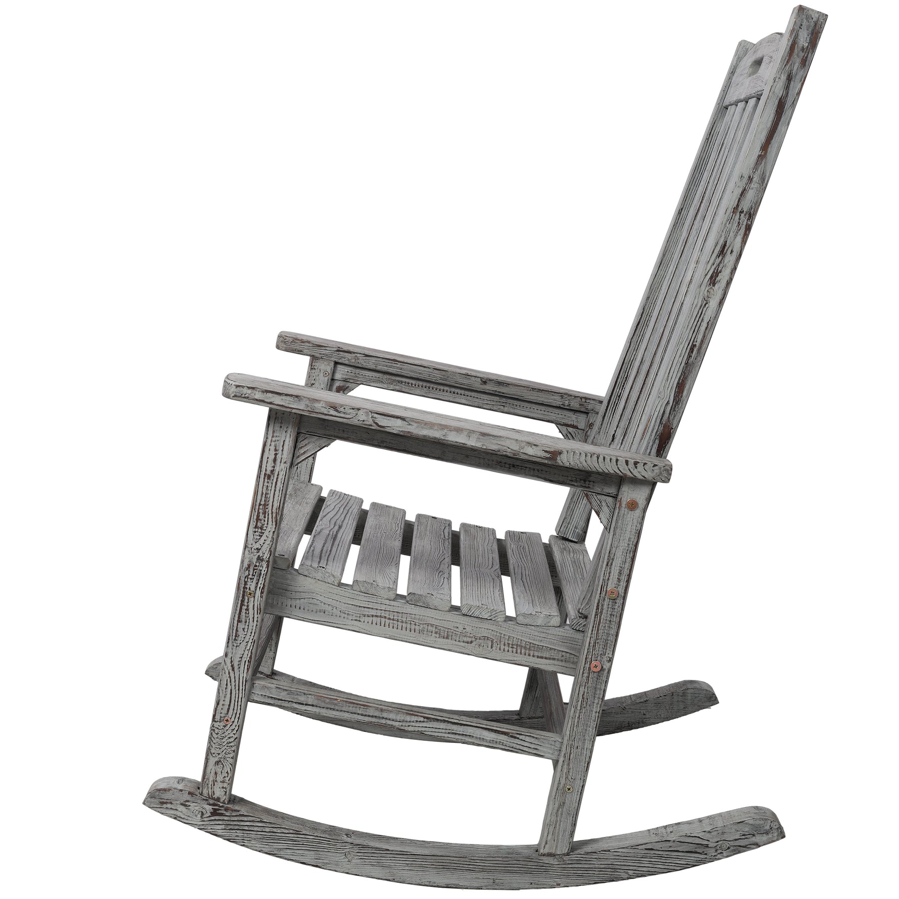 Wooden Oversized Porch Rocker Chair With Wide Seat and Tall Backrest