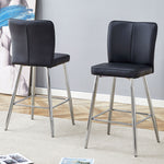 Modern Bar Chair Set with Streamlined Backrest and Metal Legs - 2 Pieces