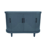 Curved Sideboard Wooden Console Table With 4 Doors And Adjustable Shelves For Living Room - Blue