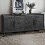 Carved Flower Door Large Storage Cabinet with Metal Handle