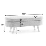Ottoman Oval Storage Bench with Rubber Wood Legs