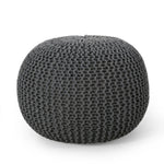 Bordeaux Knitted Cotton Round Pouf - Versatile Ottoman and Floor Cushion
