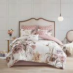 8 Piece Cotton Printed Comforter Set Blush California King