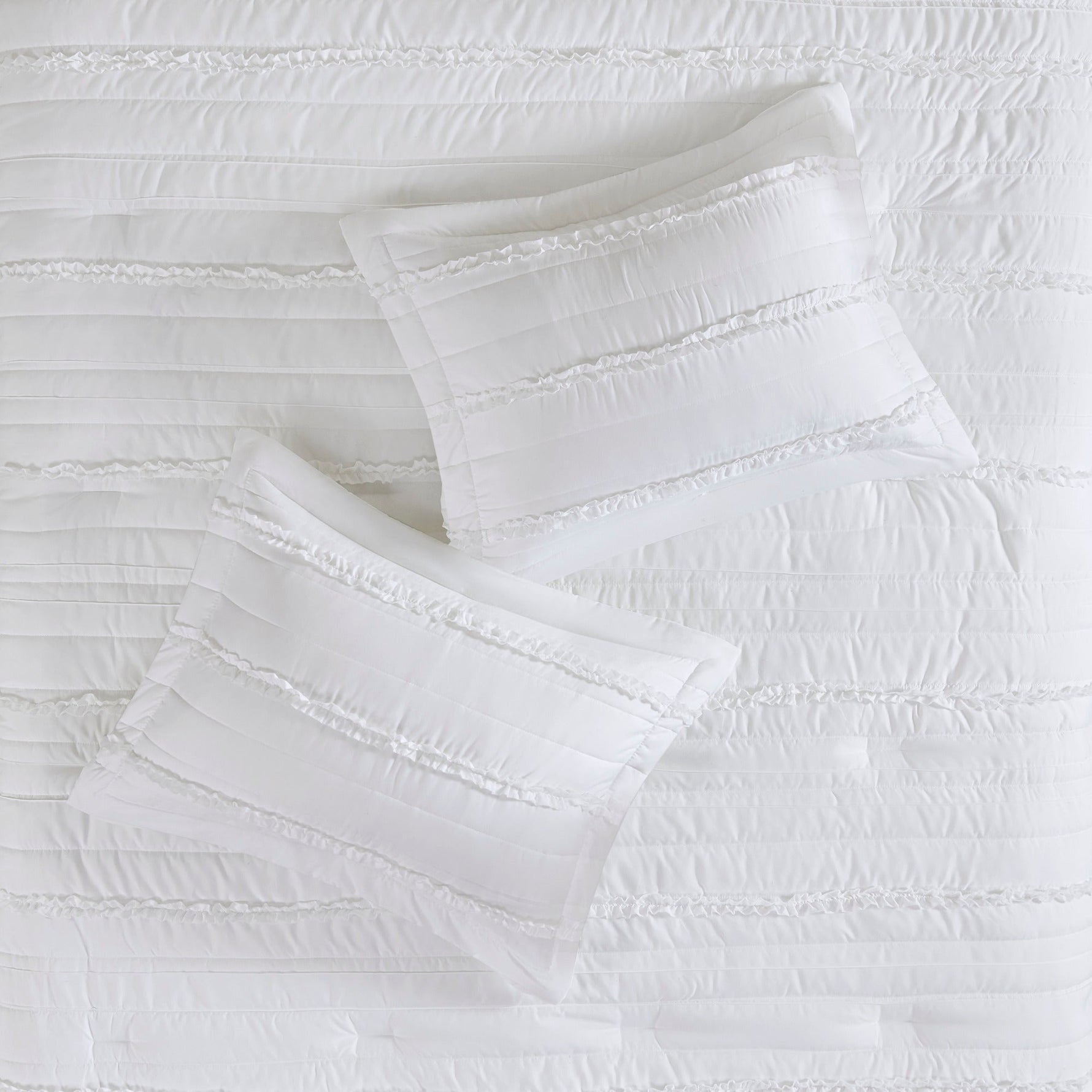 5 Piece Microfiber Ruffled Comforter Set White Queen