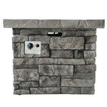 Outdoor Square Propane Fire Pit 40,000 BTU - Gray