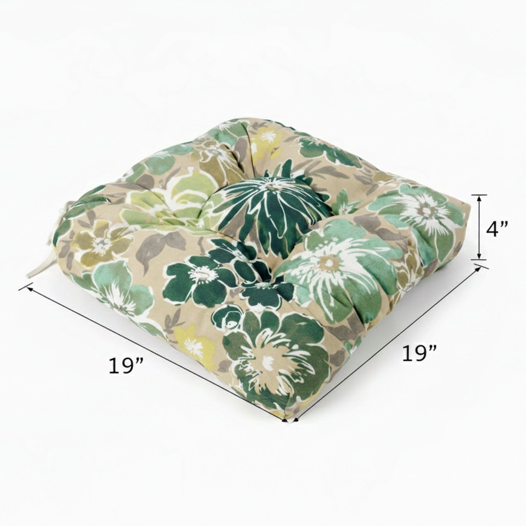 Outdoor Chair Cushions Set of 2, 19 x 19 x 4 Inch Tufted Seat Cushions