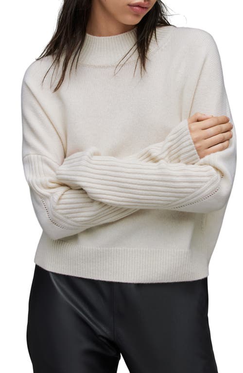 AllSaints Orion Mock Neck Cashmere & Wool Sweater in Ivory White , Size Small