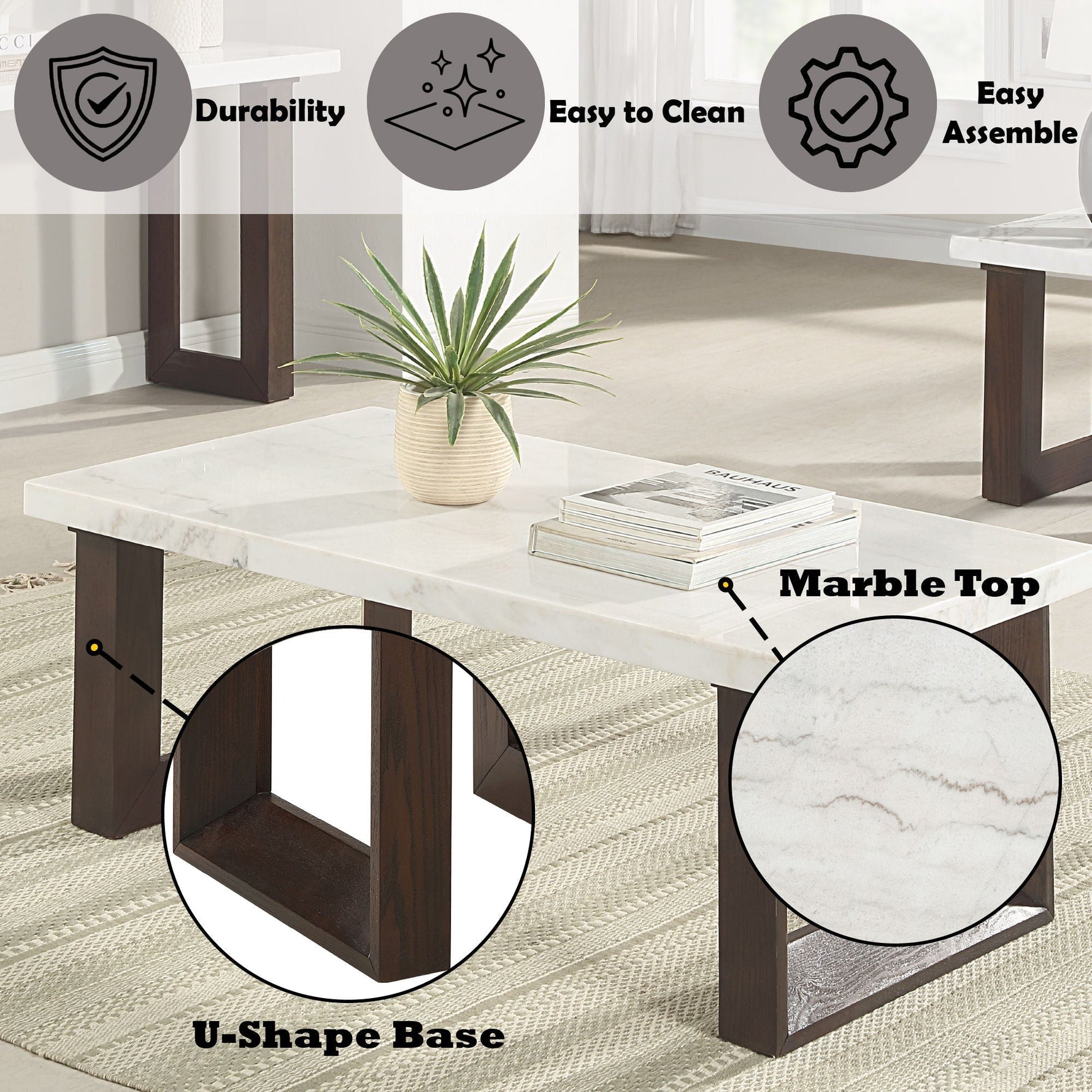 Edwyn Natural Marble Top End Table
