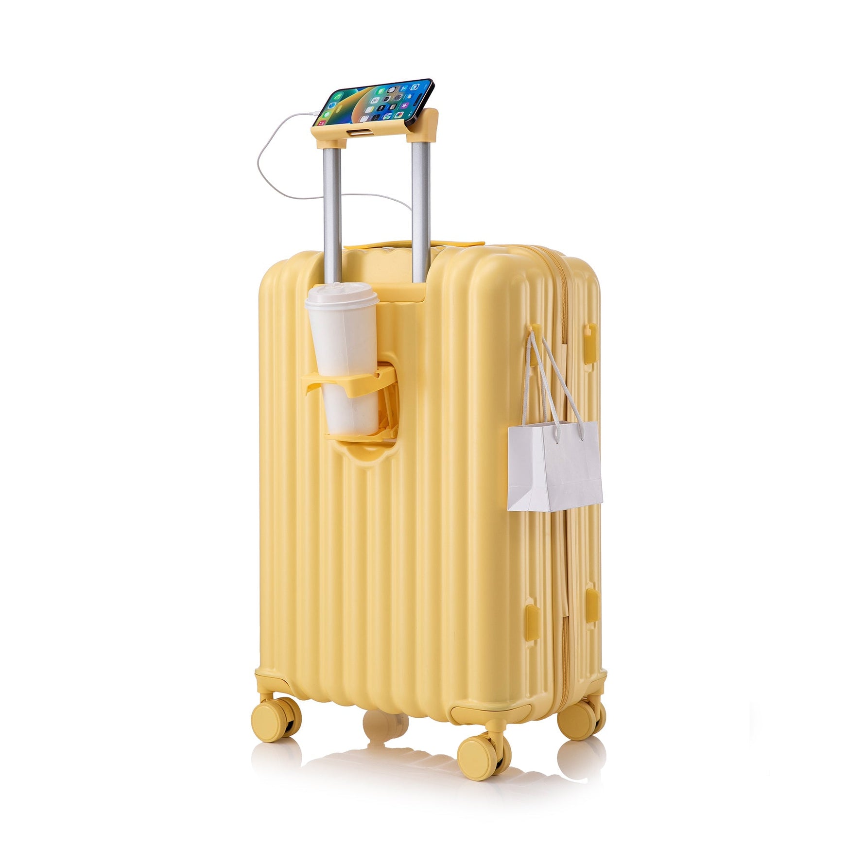 20/24/28 ABS Spinner Wheel Luggage Set with USB Port & Cup Holder