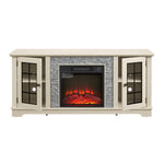 58" Modern TV Stand with Electric Fireplace and Storage
