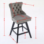 Swivel Velvet Barstools with Button Tufted Decoration - Set of 2 (Wine Red)