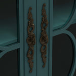 Elegant European Antique Style 4-Door Cabinet with Tempered Glass Doors