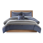 Queen Striped Comforter Set with Bed Sheets