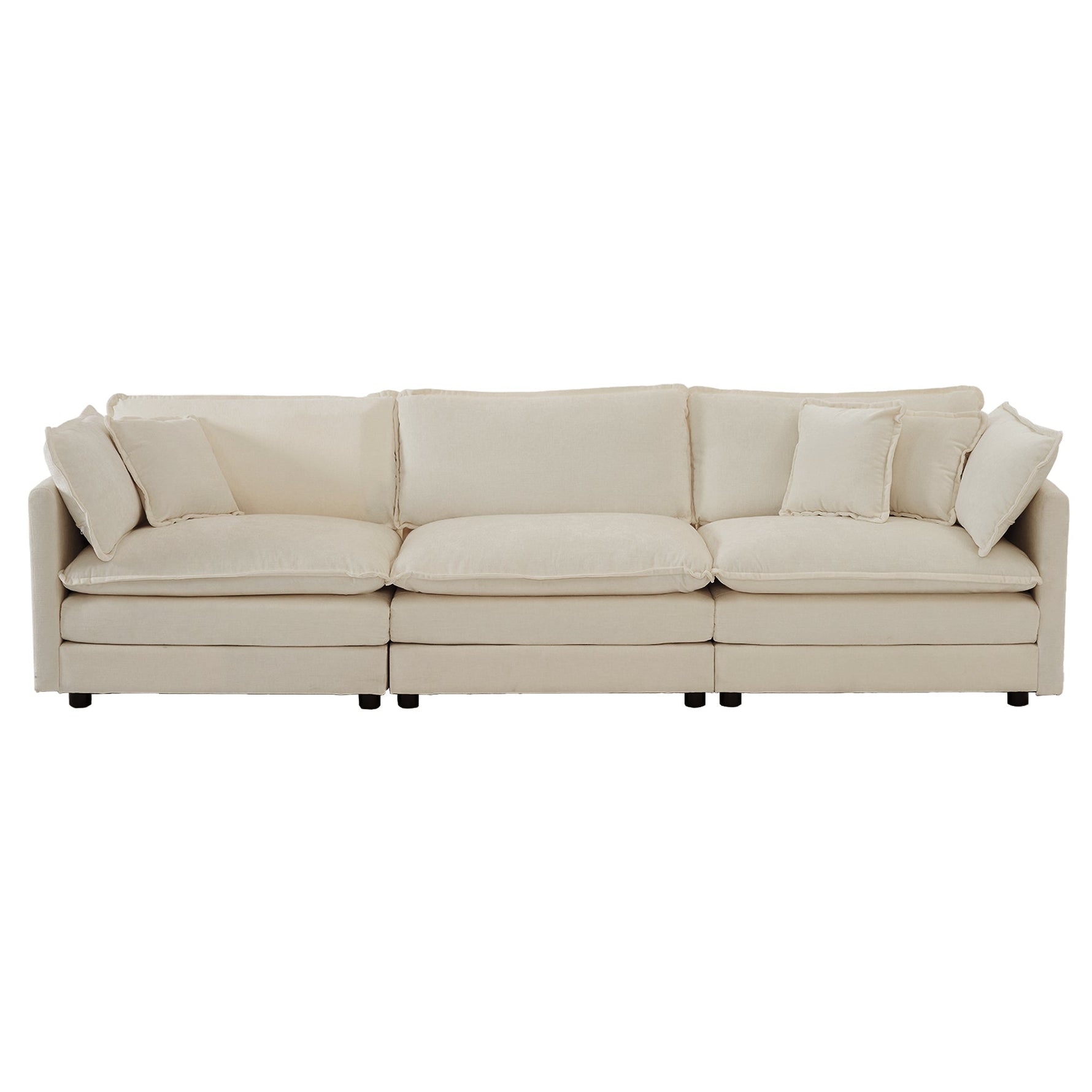 Mid-Century Modern 3-Seater Sofa with Pillows