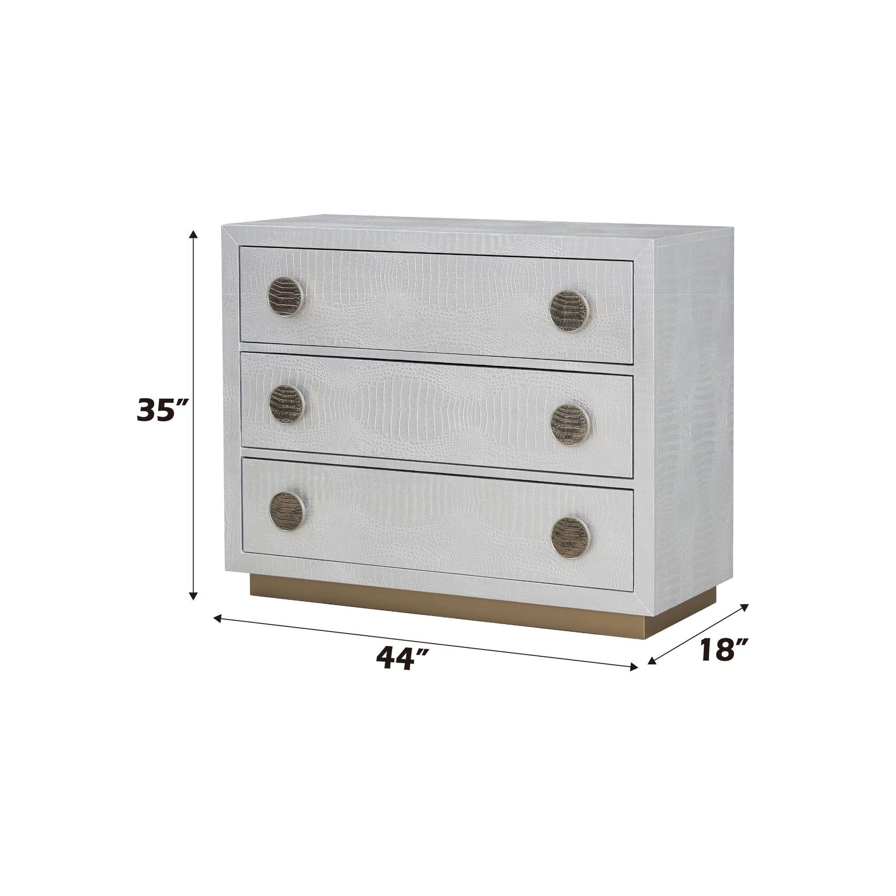 Anpu Faux Crocodile Skin Console Cabinet - Silver