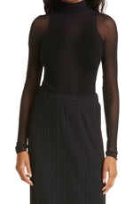 Max Mara Leisure Veles Sheer Mesh Top, Size Medium in Nero