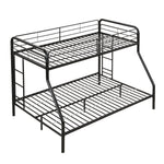 Modern Twin Over Full Metal Bunk Bed with Trundle and Dual Side Ladders