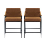 Mid Century Modern Counter Stool Set With Iron Frame