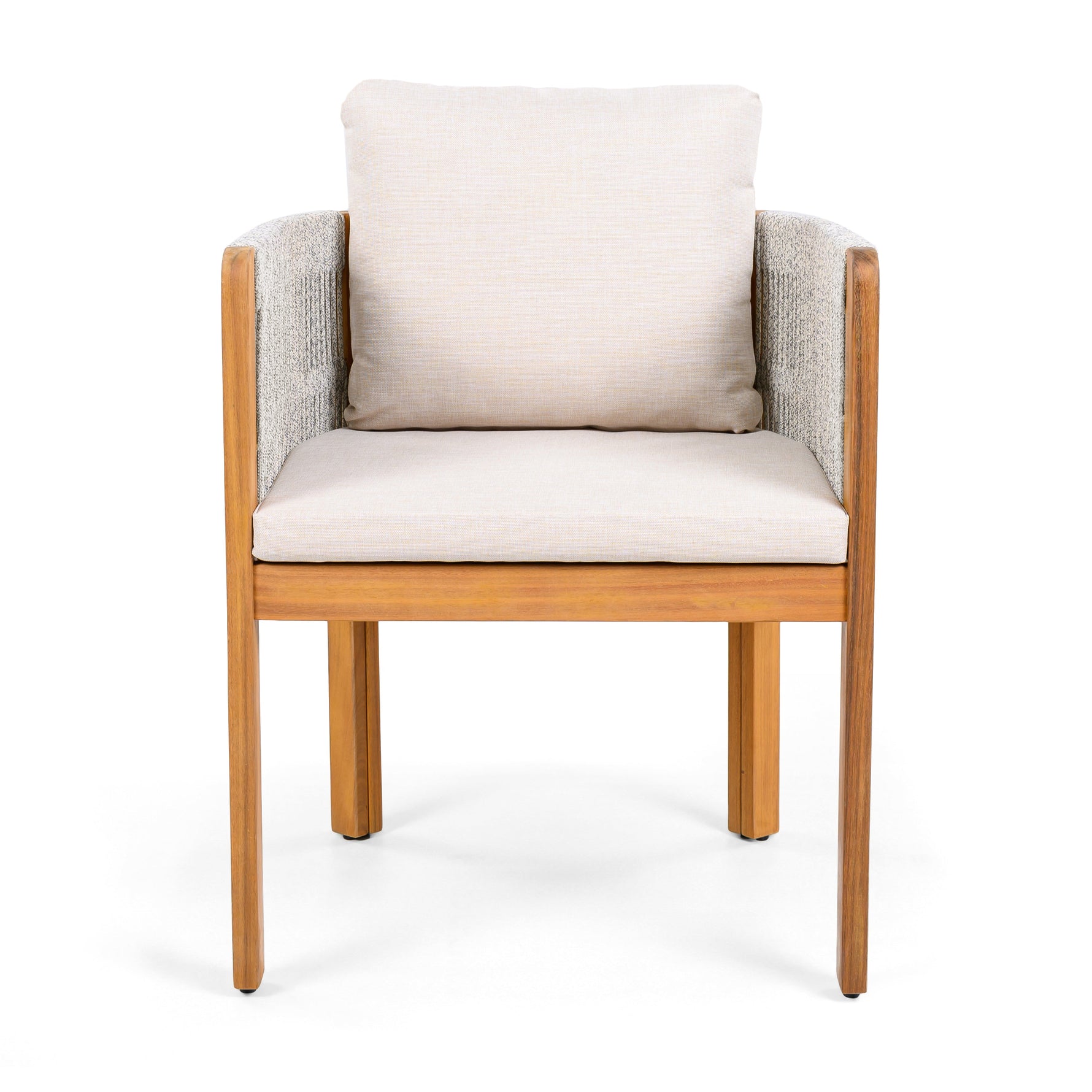 Acacia Wood Outdoor Dining Chairs 2-Pack with Beige Cushions
